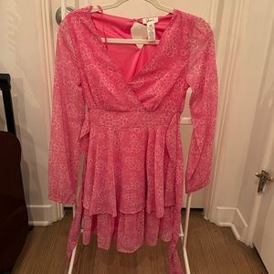 Floral flowy mini dress pink